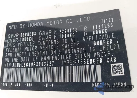 2023 Honda Civic Type R Touring z USA, uszkodzony, nr VIN JHMFL5G49PX003227